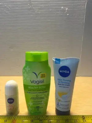 Nivea deodorant, feminine wash and body gel cream