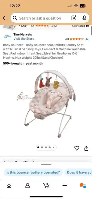 Baby bouncer with music and sensory toys