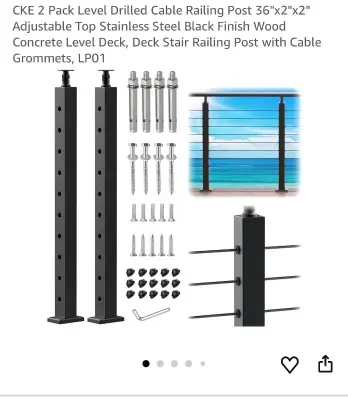 2pk 36”x2”x2” cable railing post