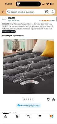 King mattress topper