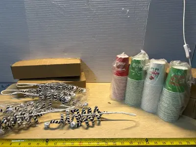 Christmas decorations (18ct) and Christmas paper cups (2pks)