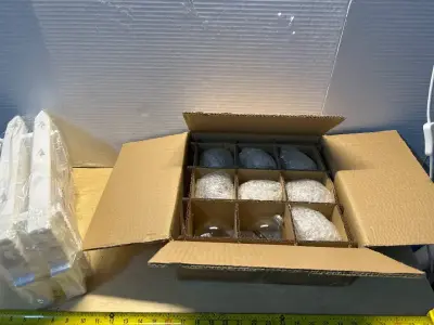 Plastic Christmas tree fence and clear glass Christmas ornaments (9ct)