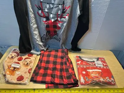 Hand towel, pajama set (XS) and Christmas shirt