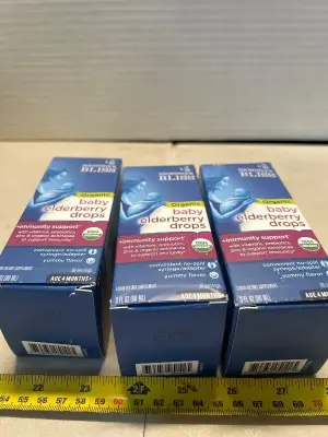 3 ct organic elderberry drops 3 fl oz exp 04/26