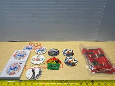 Christmas ornaments (10) and Christmas bags