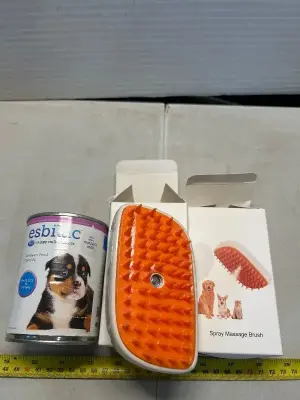 2 spray pet brushes and 1 can of puppy milk replacement