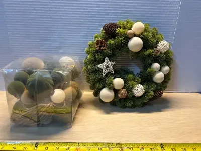Christmas wreath and matching ornaments
