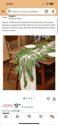 5.9ft Christmas Norfolk hanging tree decoration