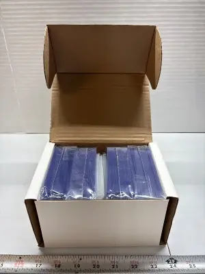 Box of semi rigid card sleeves and soft card sleeves