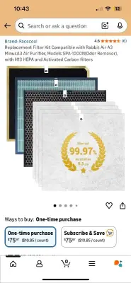 Replacement filter kit (compatibility in picture)