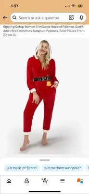 Women’s Santa hoody jumpsuit with belt (XL)(2)