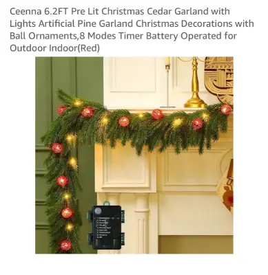 6.2FT pre lit Christmas garland