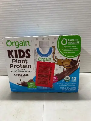 12 pack of chocolate flavored plant protein for kids 02/08/26