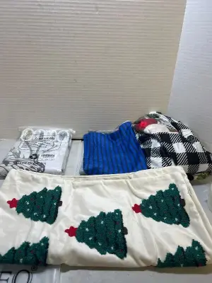 4 christmas chair covers , pillowcase , 2 pillow covers shower curtain and hooks