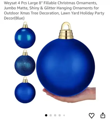 4pc large fillable Christmas ornaments