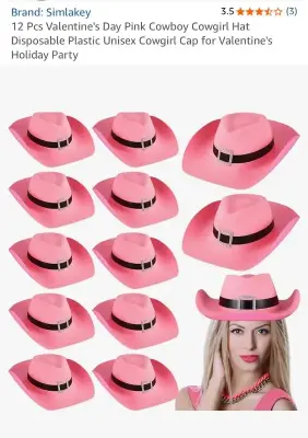 12pc plastic cowgirl hats