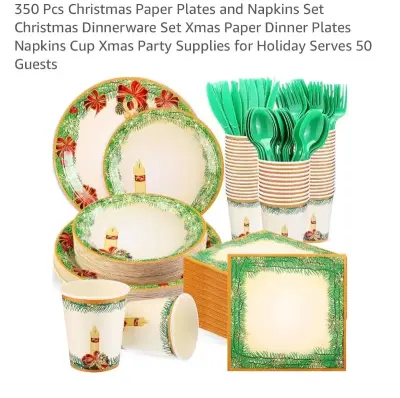 350pc Christmas paper plate set