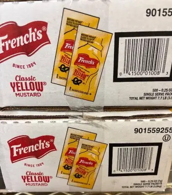 (2) 500ct yellow mustard packs exp:03/26