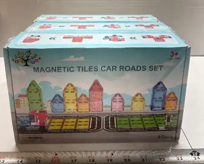 (3) Magnetic Tiles Car road set