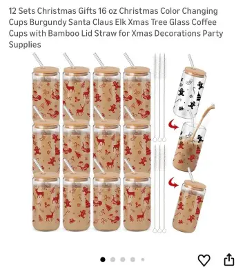 12ct glass color changing Christmas cups