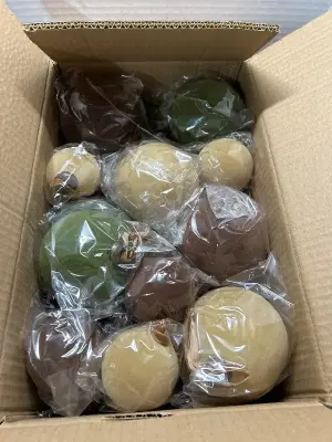 box of velvet ornaments