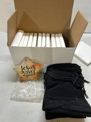 lot of jesus loved you ornaments and dust bags