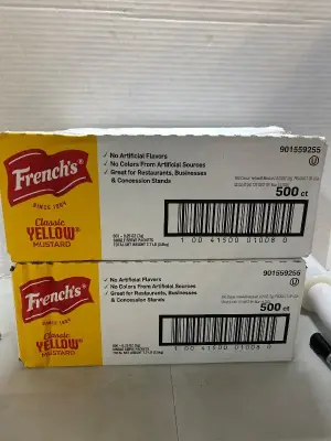 2 500 Ct french’s classic yellow mustard packs BB 03/14/26