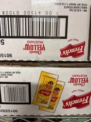 1000ct yellow mustard packs exp:03/26