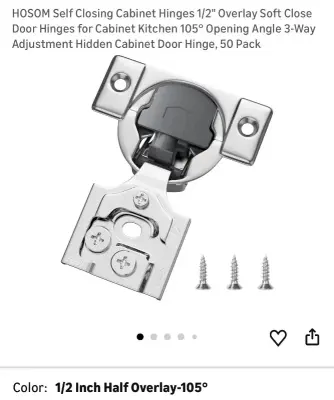 50pk self closing cabinet hinges