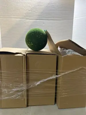 3 boxes of velvet christmas ornaments