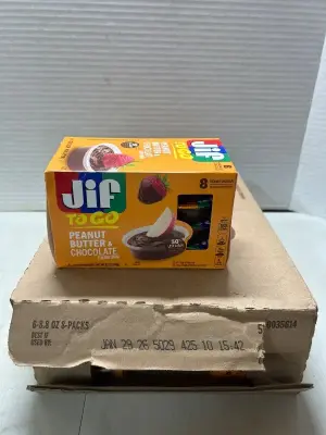6 8 packs of jif peanut butter and chocolate to go 01/29/26