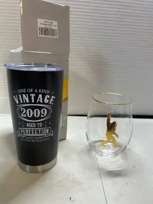 stainless steel tumbler and big foot wine glass