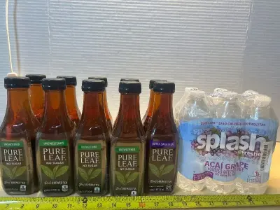 Pure leaf sweet tea ( no sugar-8ct)(Extra sweet(2) and açaí grape splash water (6ct)(all indate)