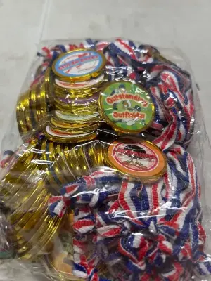 lot of plastic medals