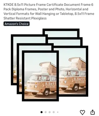 (6) 8.5”x11” picture frames