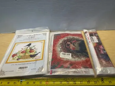 Simon’s paintings (2) and cross stitch decor