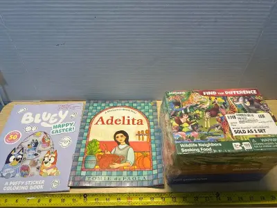 Bluey activity book , Adelita book and 100pc puzzles (3)