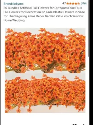 30 Bundles Artificial Fall Flowers for Outdoors Fake Faux Fall Flowers(2ct)