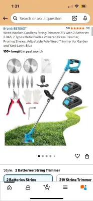 Weed whacker with attachments and battery’s