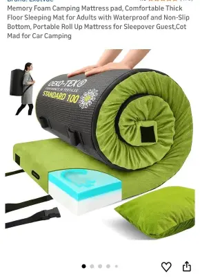Memory foam camping pad
