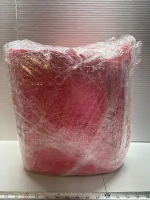 Red fluffy area rug (unknown size)