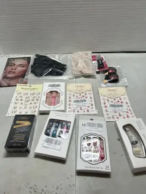 nail stickers , press ons , hair bows and hair ties