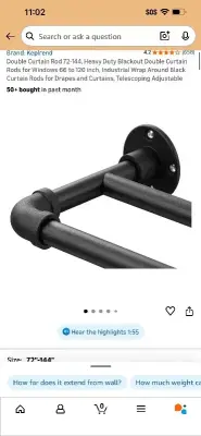 3 ct double curtain rods