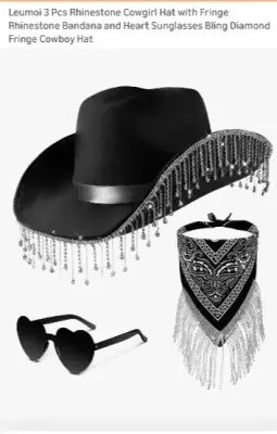 Cowgirl hat , glasses and bandana