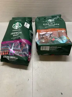 starbucks whole bean french roast , pike place roast ground coffee