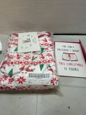 mens XL christmas pjs and christmas card