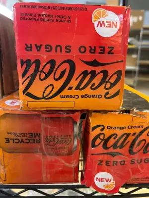 3 12 packs of zero sugar coke orange cream 04/03/26