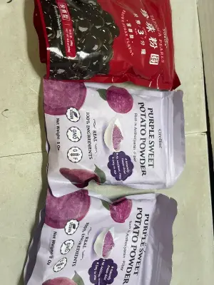 2 8 oz purple sweet potato powder and 8.8 oz of tapioca pearls