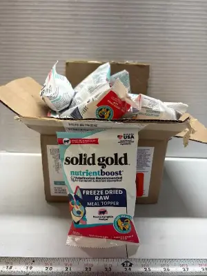 Bag of solid gold freeze dried dog food toppers exp:09/27
