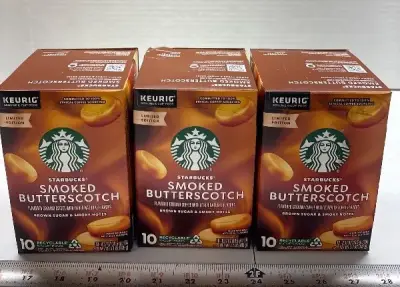 (3) 10pk smoked butterscotch kcups exp:07/26